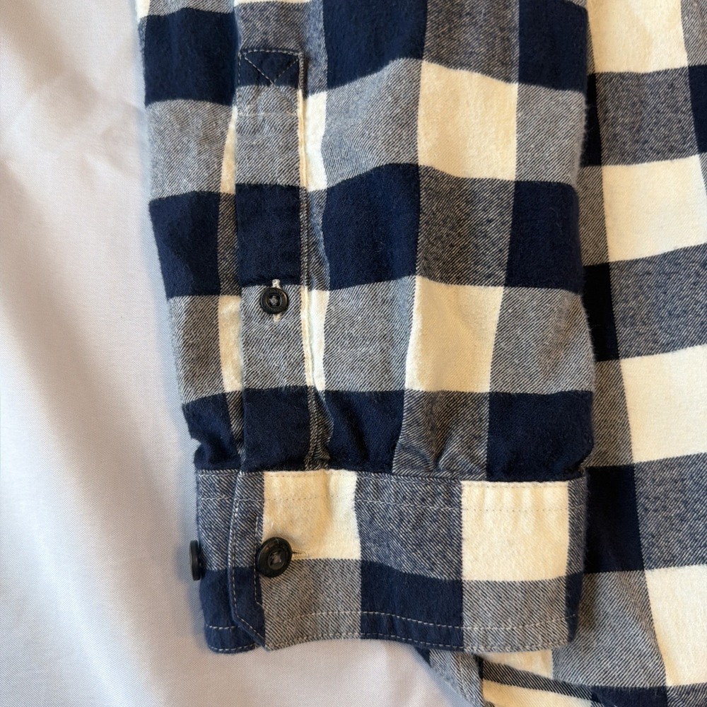 LL Bean Flannel Shirt Blue & White Lumberjack Plaid Organic Cotton Adult 3XL-Reg - Picture 2 of 5